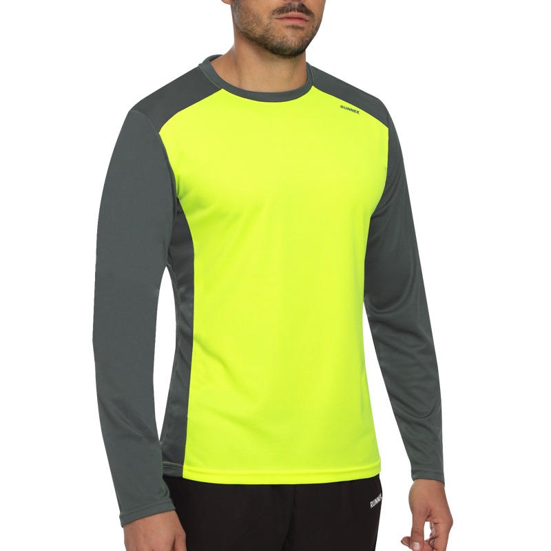 Maillot Technique Runnek Ethilo Jaune Fluor Gris Homme