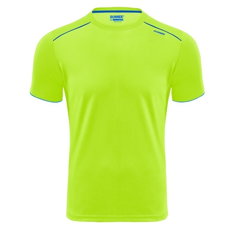 Maillot Technique Runnek Ultra Jaune Fluor Bleu Royal Homme Face