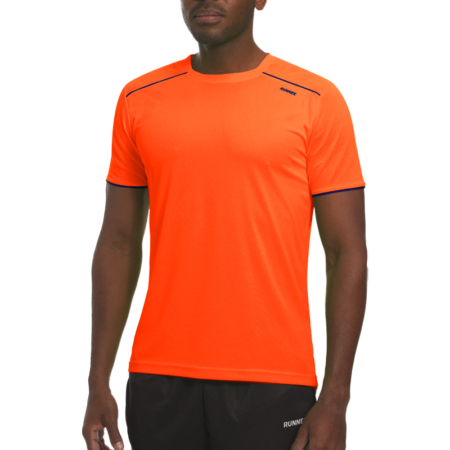 Maillot technique runnek ultra orange fluo bleu navy