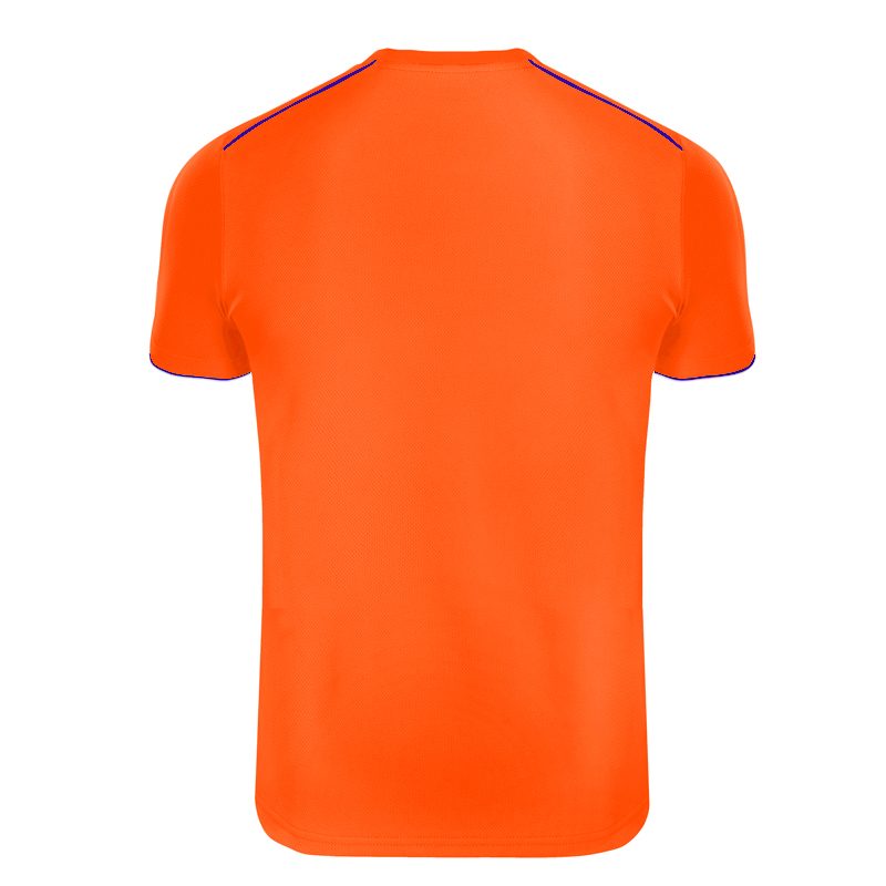 Maillot technique runnek ultra orange fluo bleu navy dos