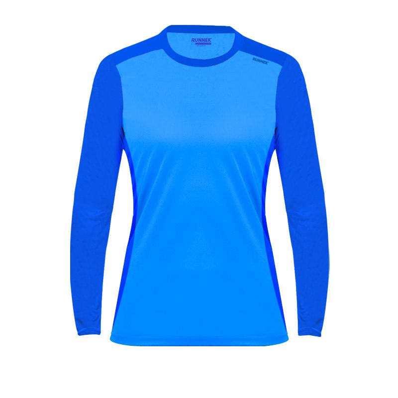 Maillot technique runnek ethilo bleu royal femme face