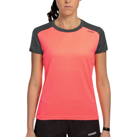 Maillot technique runnek limit corail fluo plomb femme