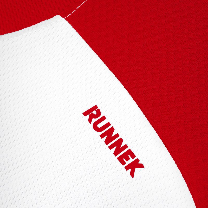 Maillot technique runnek milos blanc rouge homme detail