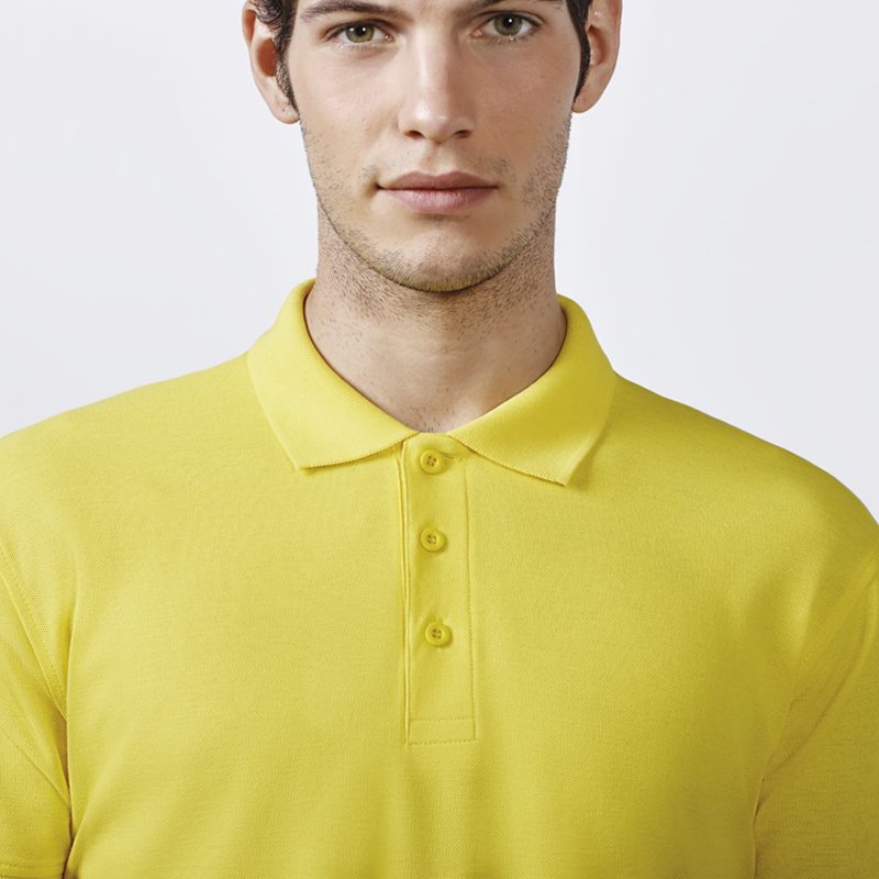 Polo coton homme jaune detail